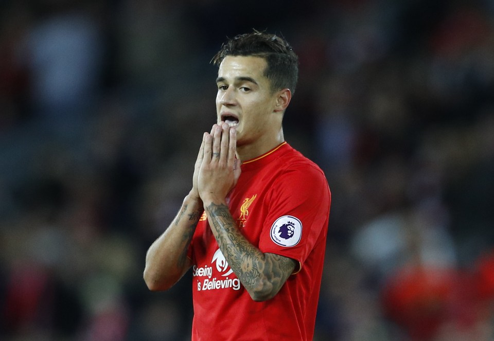  Philippe Coutinho went close to scoring in Liverpool's stalemate with Manchester United