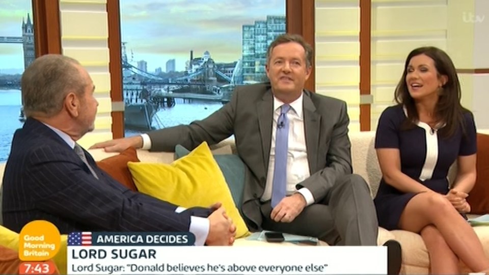  The Apprentice star had called Piers' co-host Susanna Reid by a term of endearment during the interview, and Piers made it clear he was not impressed by the remark