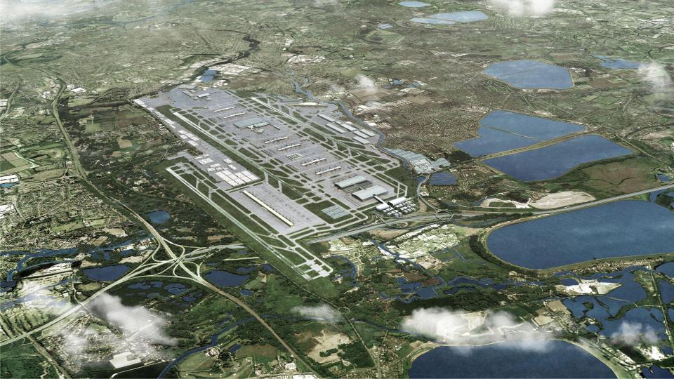 An artist's impression showing how Heathrow could look with a third runway