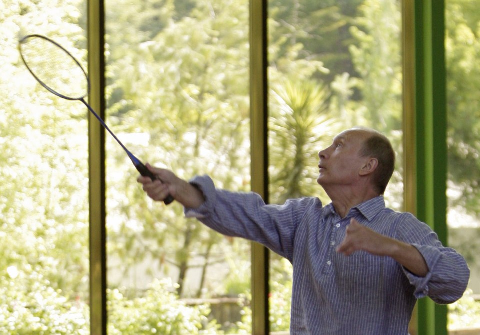  Putin plays badminton with then President Dmitry Medvedev in 2009