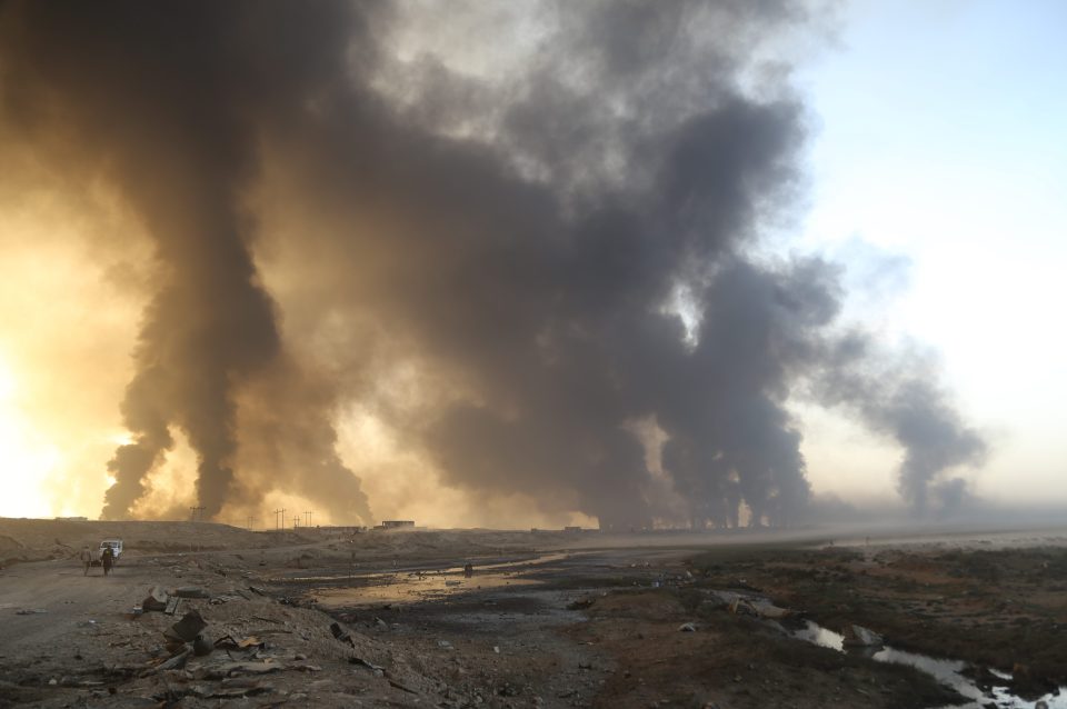  The blazes left a toxic smog hanging over the region