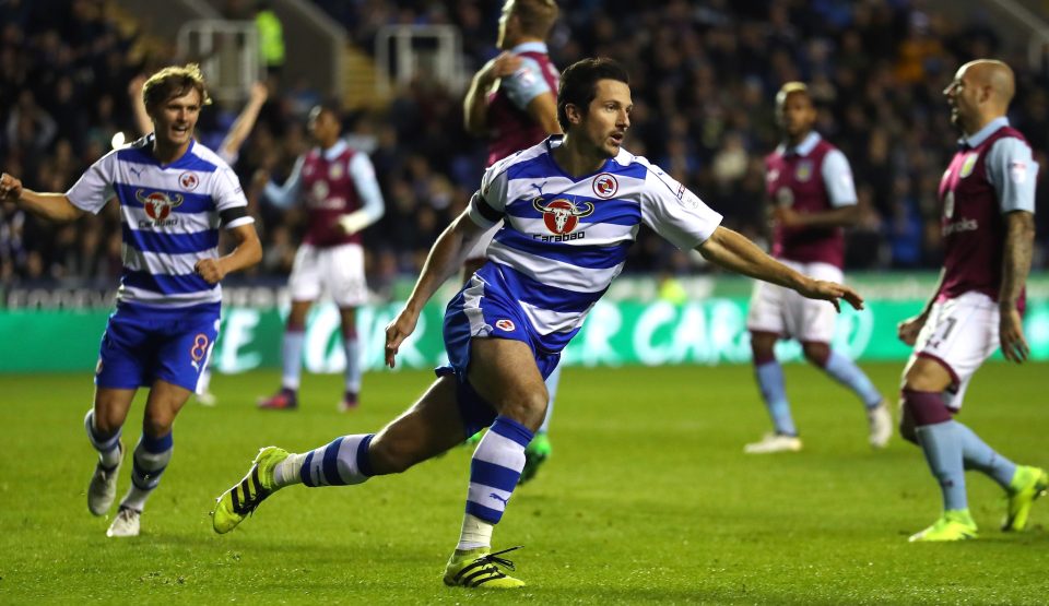  Reading's Yann Kermorgant celebrates his header from a penalty rebound