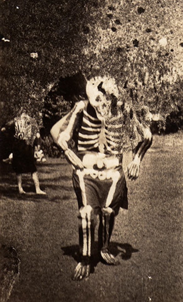  One photograph shows what could be the original skeleton costume