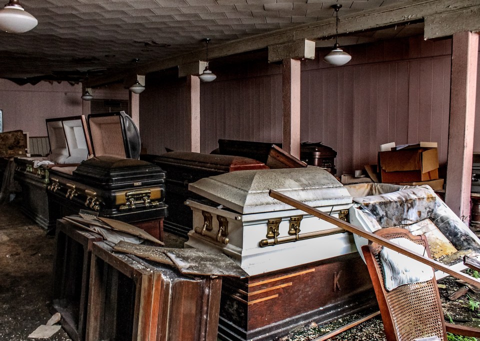  Even valuable caskets were left when the business moved