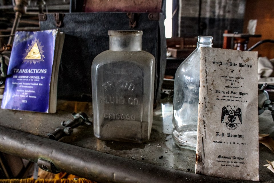  Embalming chemicals on a shelf