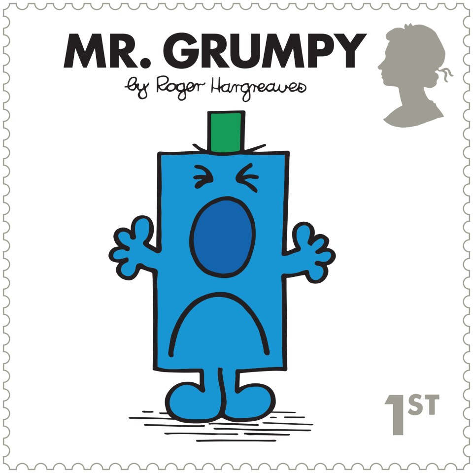  Mr Grumpy stamp from the Mr Men collection being launched by Royal Mail