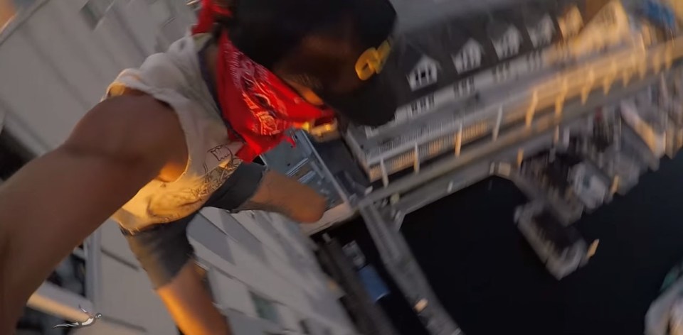 He used GoPro cameras attached to his body to capture his risky jump from all angles