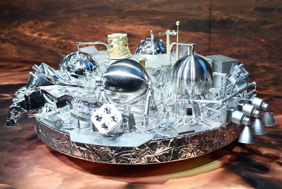  A model of the Schiaparelli probe on display at the European Space Agency in Darmstadt, Germany