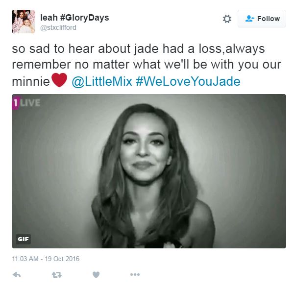  Jade had a lot of support online