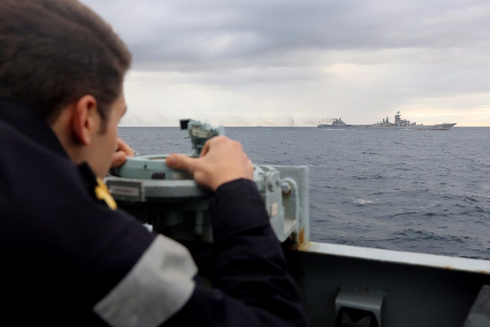  British Royal Navy seamen shadowed the carrier group when it passed through the Channel