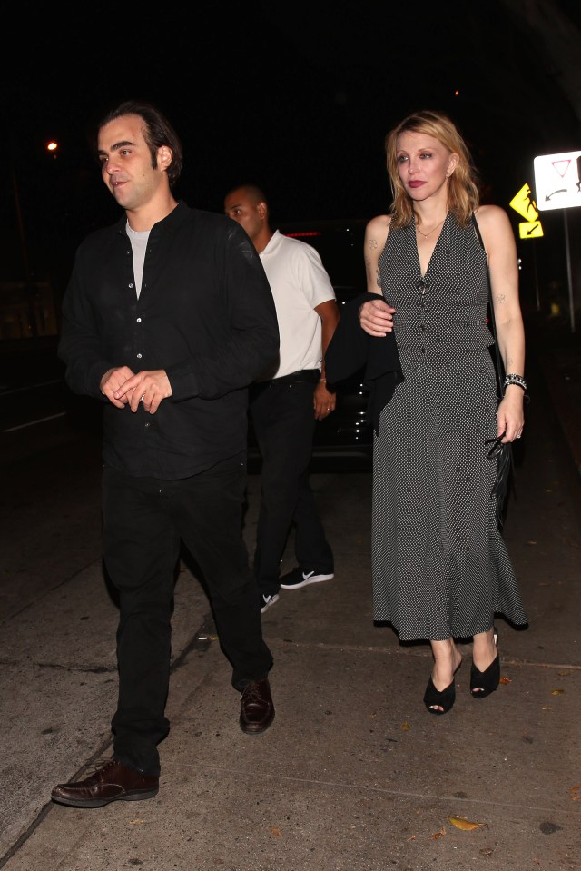  The Hole rocker worked her trademark look for her dinner date with boyfriend Nicholas Jarecki at Madeo Italian restaurant