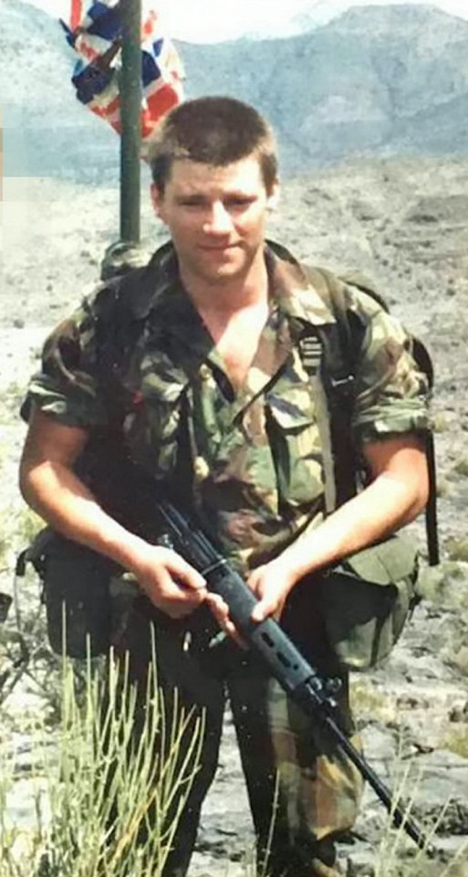  Guy Homan, pictured on patrol in Oman in 1987, had served in the SAS and even scaled Mount Everest before his death