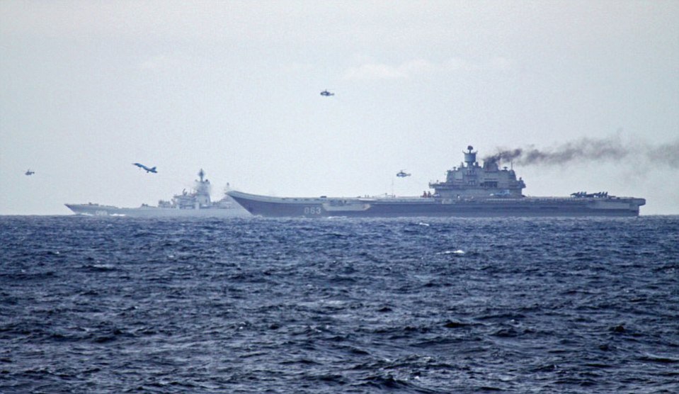  Several aircraft were pictured taking off from the flotilla during drills in the North Sea yesterday