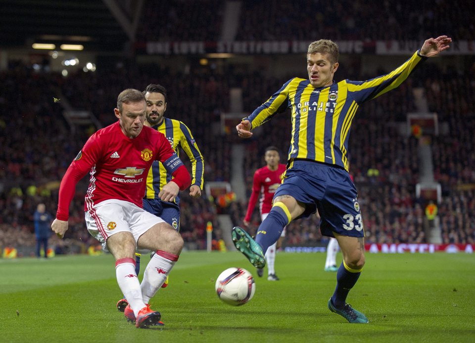  Rooney in action against Fenerbahce in the Europa League midweek