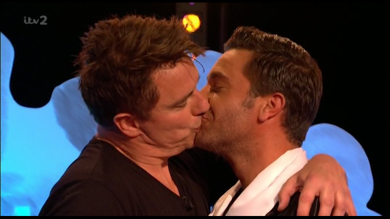  John Barrowman and Gino D'Acampo locked lips on Celebrity Juice last night