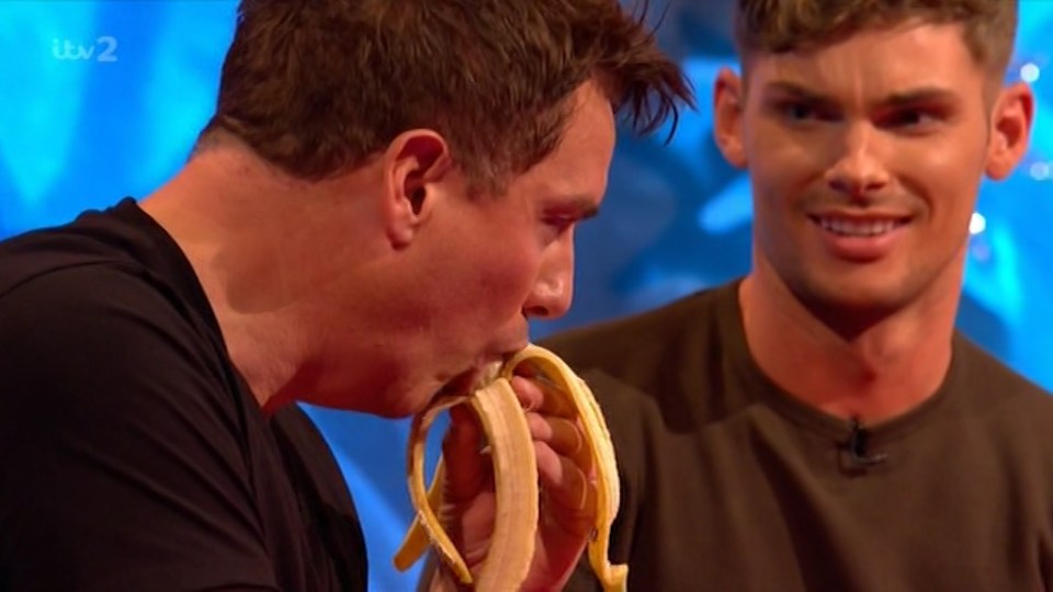  John then showed off his Desperate Housewives party trick with a banana