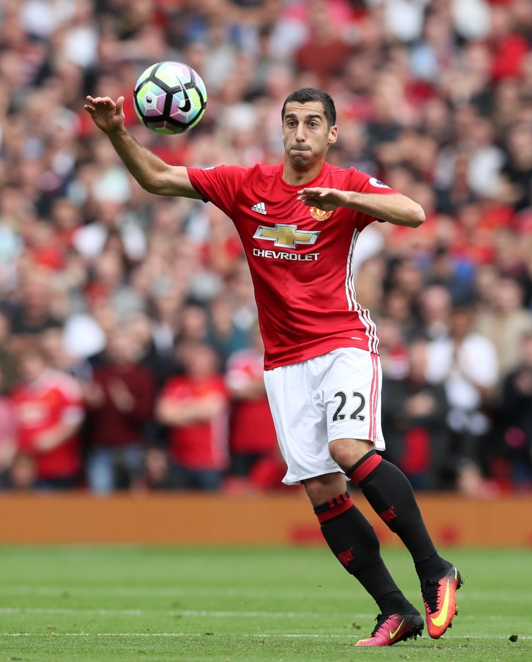  Henrikh Mkhitaryan in action for Manchester United against Manchester City