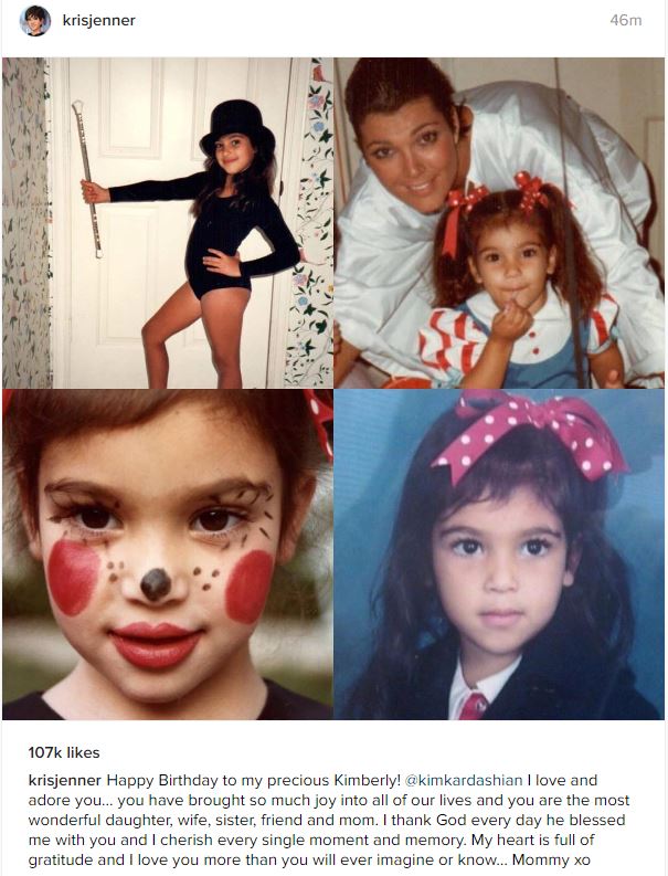  Kris led the birthday shout outs with this collage of Kim