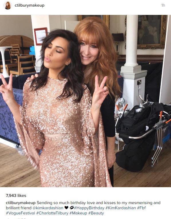  Make up artist Charlotte Tilbury posted this throwback of Kim