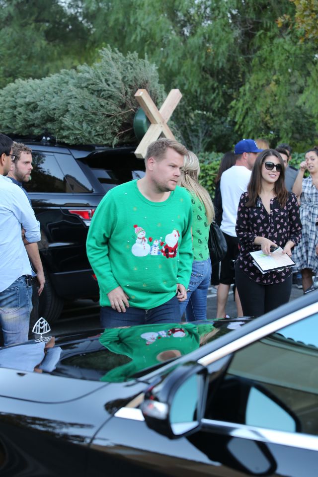  The Late Late Show star got into the Christmas spirit in a festive green jumper