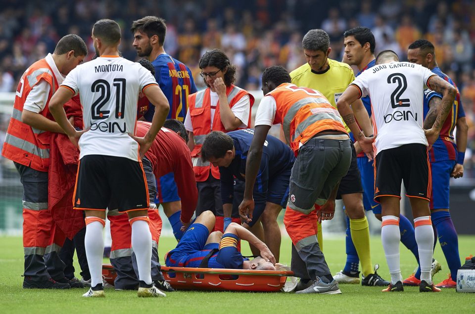  Barcelona's win was soured somewhat to a serious injury suffered by midfield maestro Andres Iniesta