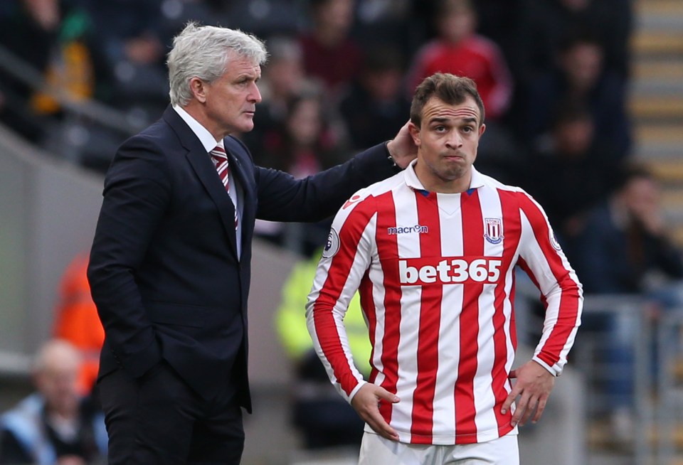  Stoke City boss Mark Hughes has hailed Xherdan Shaqiri's performance against Hull