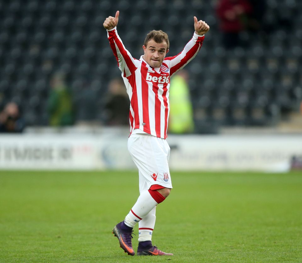  Xherdan Shaqiri scored twice for Stoke against Hull