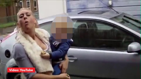  The mum appeared to be on the school run when the confrontation took place