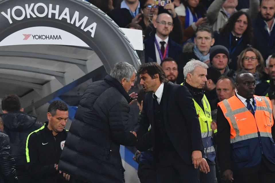  Jose Mourinho has strong words for Antonio Conte at full time at Stamford Bridge