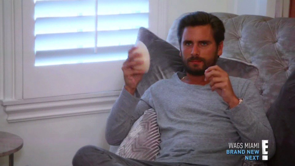  She experiments with different kinds of padding as Kourtney's ex Scott looks on