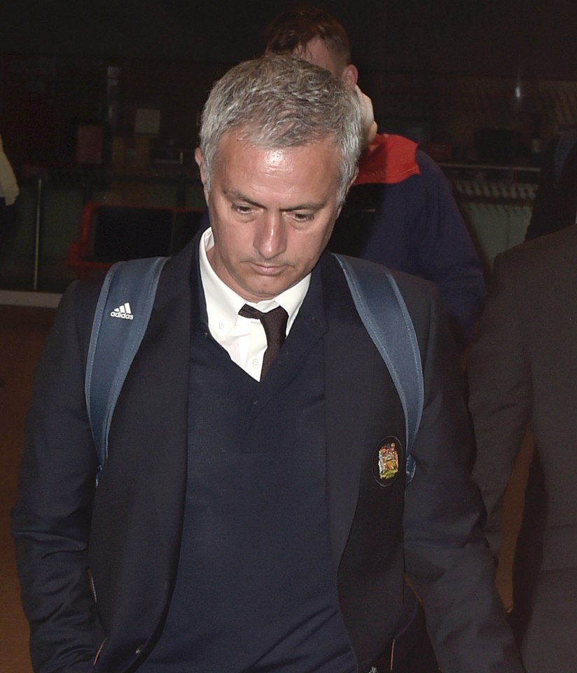  Jose Mourinho arrives in Stockport after Manchester United's 4-0 thumping to Chelsea