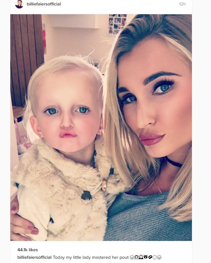  Billie Faiers sparked a fury among her followers when she posted a pouty pic with daughter Nelly, 2