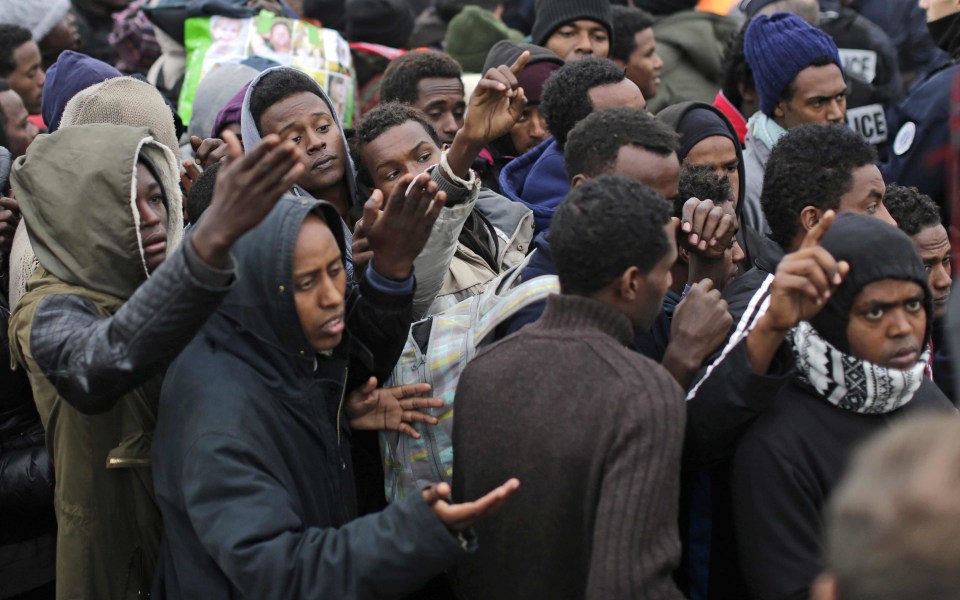  Queues of hundreds were seen inside the camp as migrants waited to leave