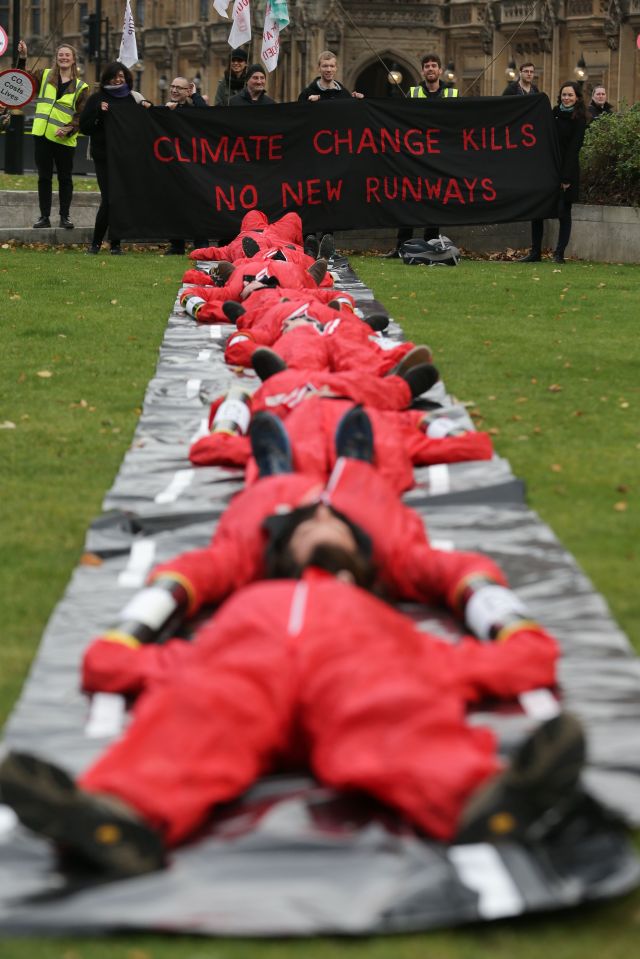 Environmentalists concerned about the effect of flying on climate change are holding the demonstration