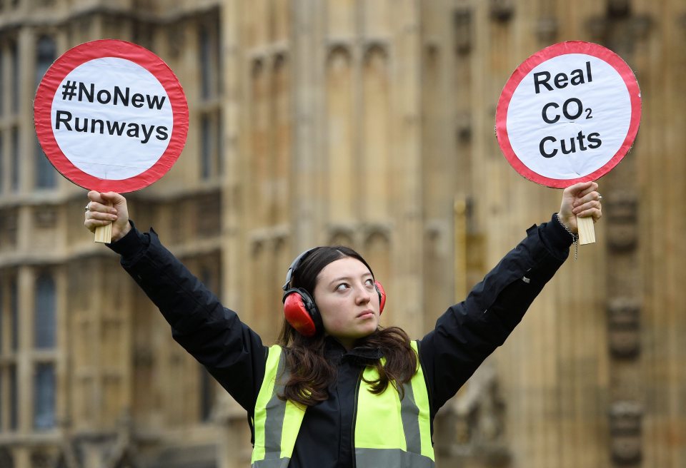 Protestors from Plane Stupid stage a demonstration