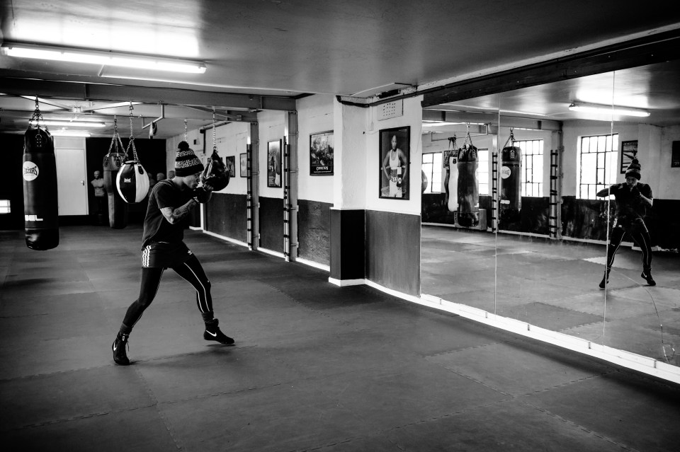 The female Army boxing team practice at The Right Stuff boxing gym in Stafford, with Cpl Timothy Jones capturing the training