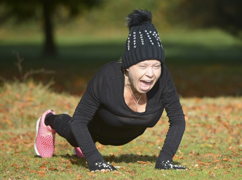 Tina dropped to the floor to do press-ups