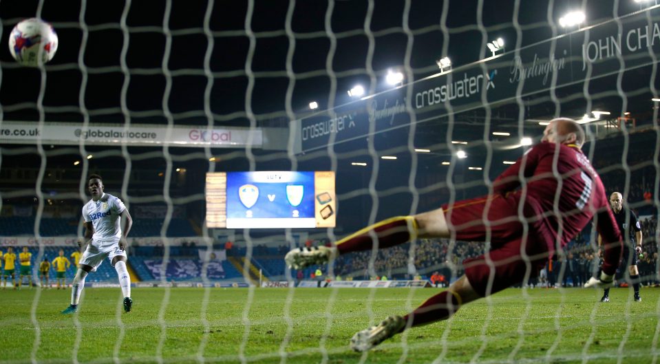  Ronaldo Vieira flashes home the shootout decider for Leeds to put them in the quarter-finals