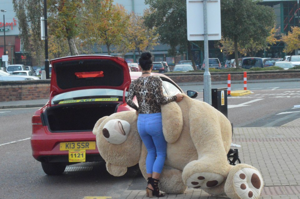  Josie had to cram the giant teddy into the back of her taxi