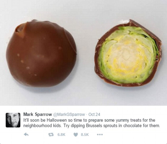  A man has shared with his followers how to prank trick or treaters on Halloween with chocolate covered Brussels sprouts