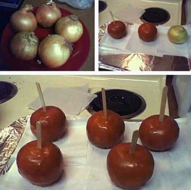  Another user suggested covering onions in chocolate to make them look like toffee apples