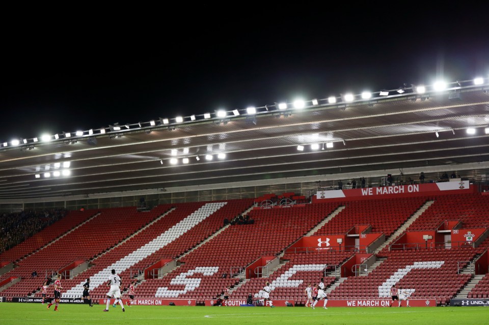  An entire side of St Mary's Stadium was practically empty for Southampton's EFL Cup clash against Sunderland