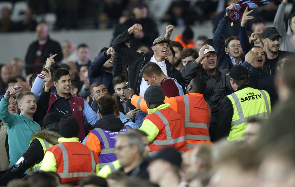 Supporters were desperate to get at one another after the EFL Cup match ended