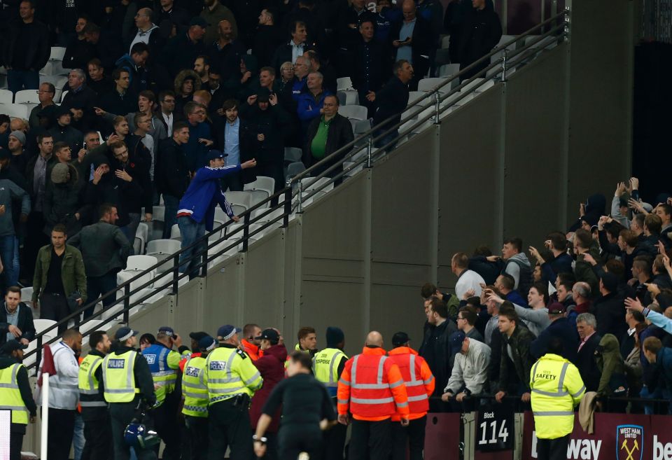  In another section of the stadium fans taunted each other throughout the 90 minutes