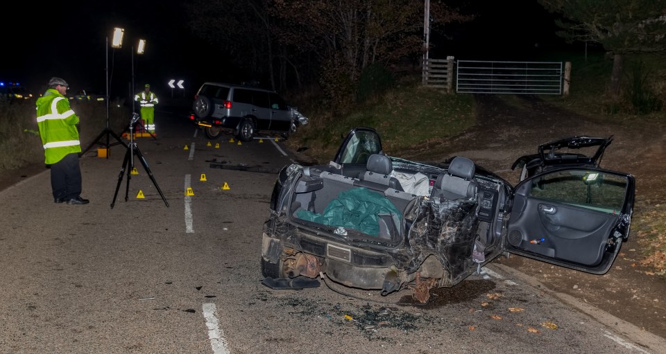  This is the horrifying scene at the fatal crash on the B9016 where a teen girl died