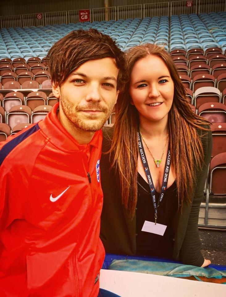  Top of the class . . . The Sun TV reporter Lucy Jones with One Direction star Louis Tomlinson