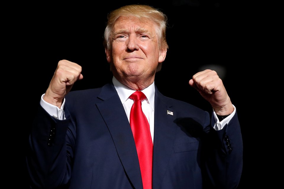  Republican presidential nominee Donald Trump appears at a campaign event in Geneva, Ohio, on Thursday