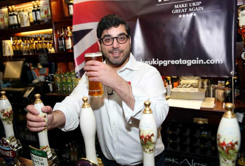  Ukip leadership hopeful Raheem Kassam portrays himself as the most Faragist of the bunch by pouring a pint and drinking it