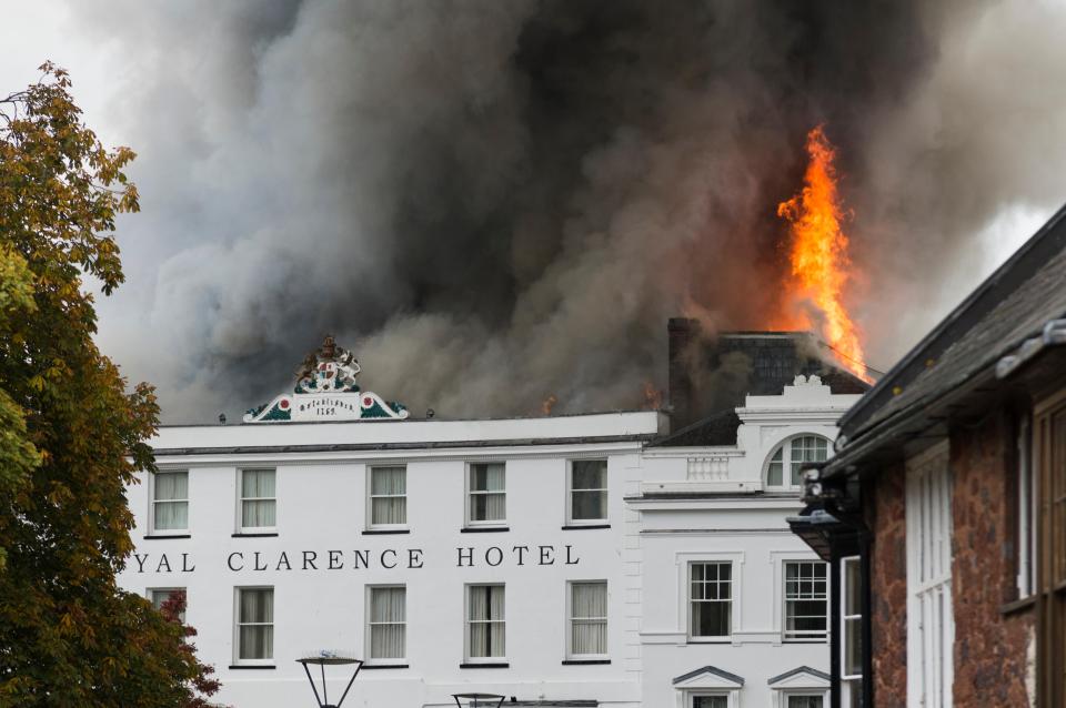 The inferno has been raging since the early hours of this morning after a fire broke out in an art gallery nearby