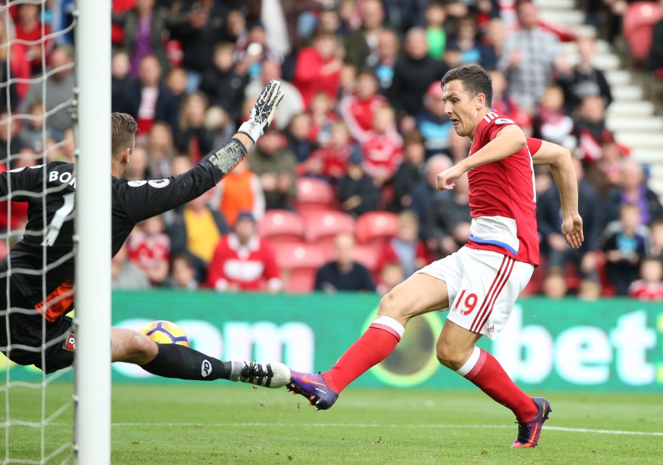  Boro-born Stewart Downing netted the second goal of the afternoon at the Riverside